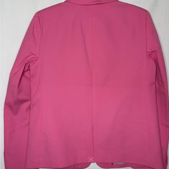 J. Crew SMALL Bright Pink Cotton Two-Button Women's Blazer with Satin Liner - Picture 4 of 12